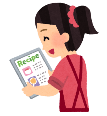 タブレットでレシピを見る人